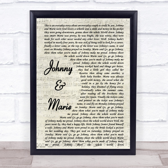 Up & Running Johnny & Marie Vintage Script Music Gift Poster Print