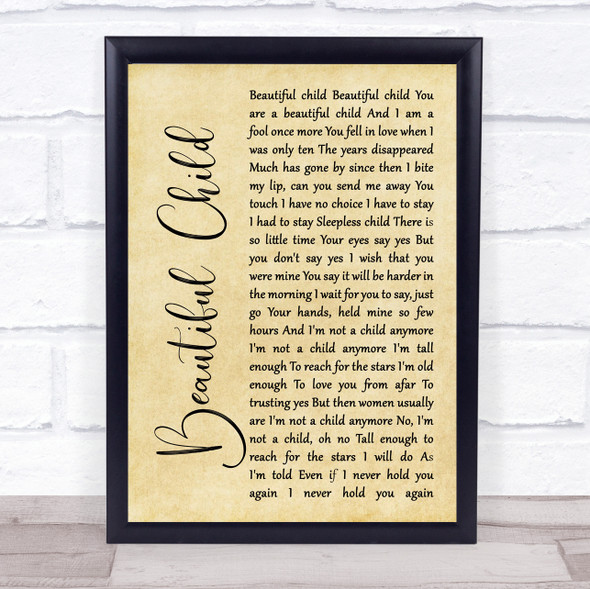 Fleetwood Mac Beautiful Child Rustic Script Music Gift Poster Print