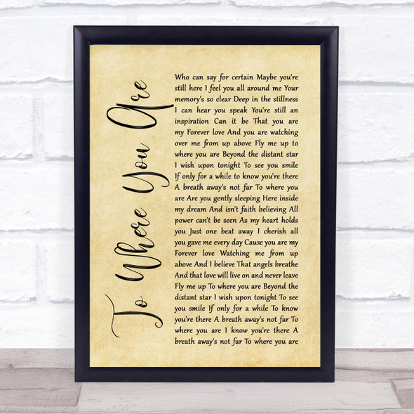 Josh Groban To Where You Are Rustic Script Music Gift Poster Print