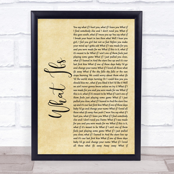 Kane Brown What Ifs Rustic Script Music Gift Poster Print