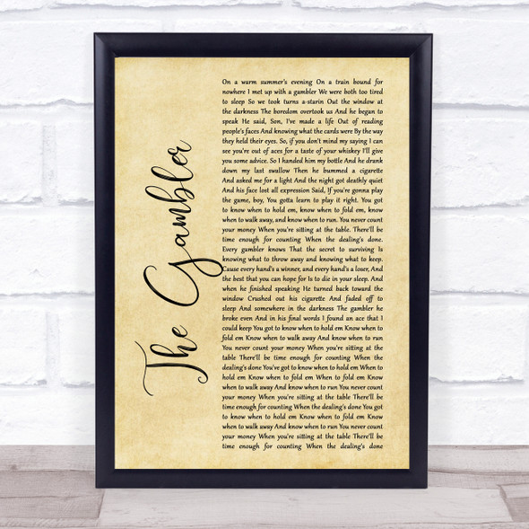 Kenny Rogers The Gambler Rustic Script Music Gift Poster Print