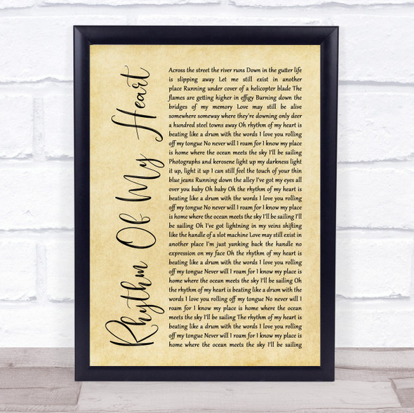 Rod Stewart Rhythm Of My Heart Rustic Script Music Gift Poster Print