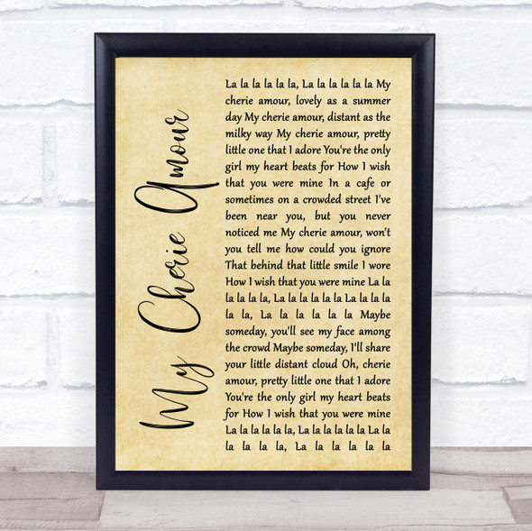 Stevie Wonder My Cherie Amour Rustic Script Music Gift Poster Print