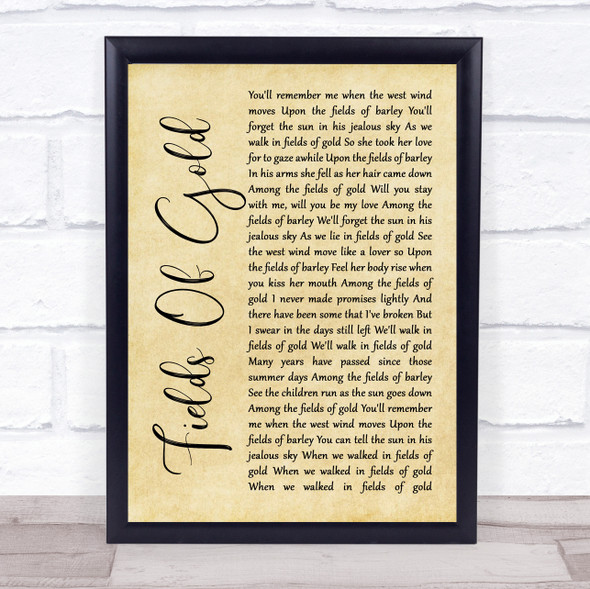 Sting Fields Of Gold Rustic Script Music Gift Poster Print