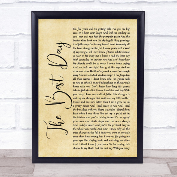 Taylor Swift The Best Day Rustic Script Music Gift Poster Print