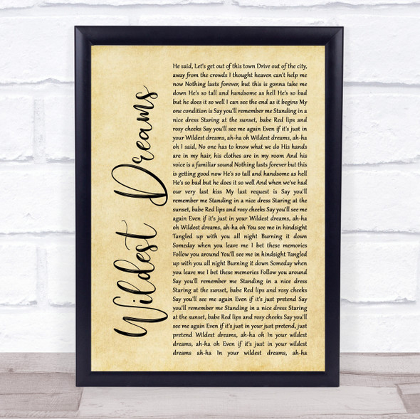 Taylor Swift Wildest Dreams Rustic Script Music Gift Poster Print