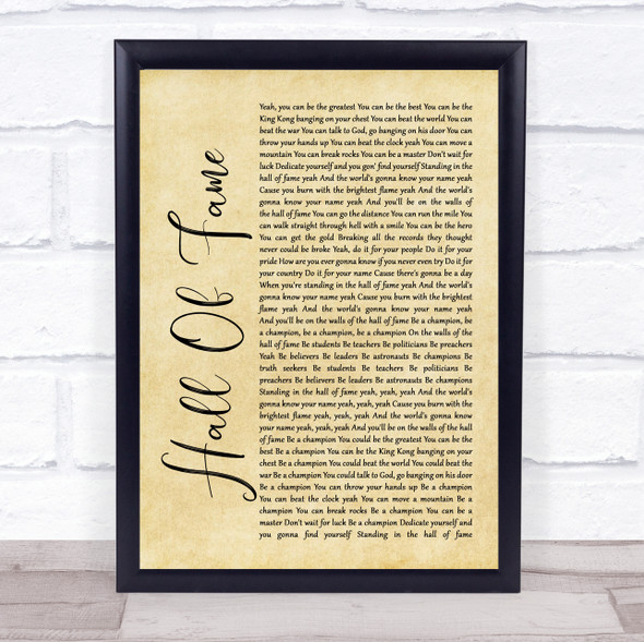 The Script Hall Of Fame Rustic Script Music Gift Poster Print