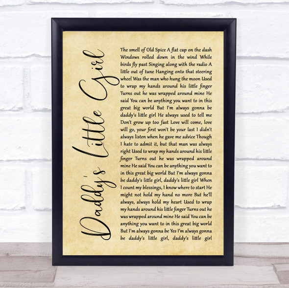 The Shires Daddy's Little Girl Rustic Script Music Gift Poster Print