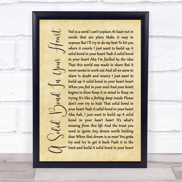 The Style Council A Solid Bond In Your Heart Rustic Script Music Gift Poster Print