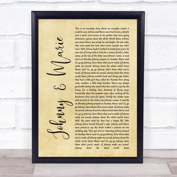 Up & Running Johnny & Marie Rustic Script Music Gift Poster Print