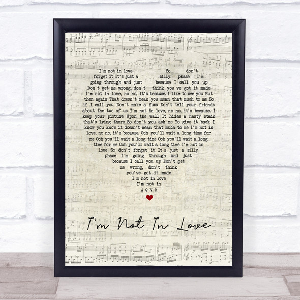 10cc I'm Not In Love Script Heart Music Gift Poster Print