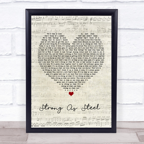 Five Star Strong As Steel Script Heart Music Gift Poster Print