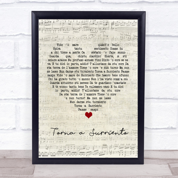 Luciano Pavarotti Torna a Surriento Script Heart Music Gift Poster Print