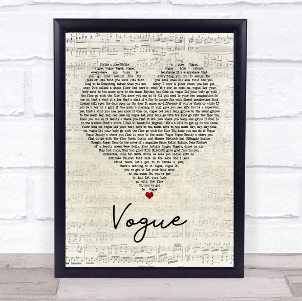 Madonna Vogue Script Heart Music Gift Poster Print