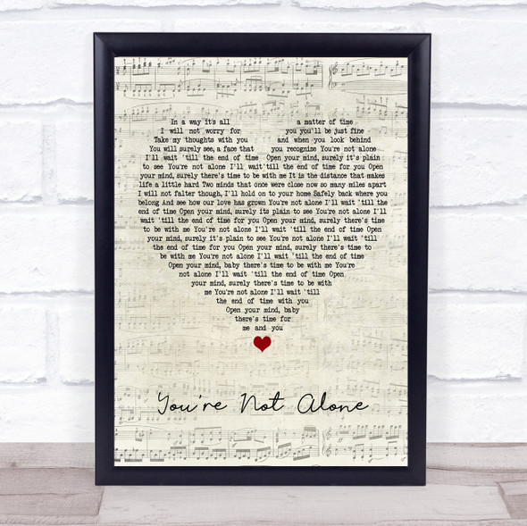 Olive You're Not Alone Script Heart Music Gift Poster Print
