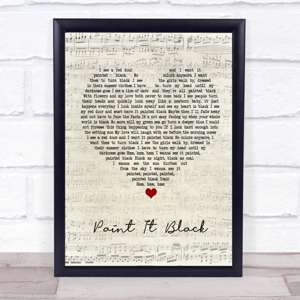The Rolling Stones Paint It Black Script Heart Music Gift Poster Print