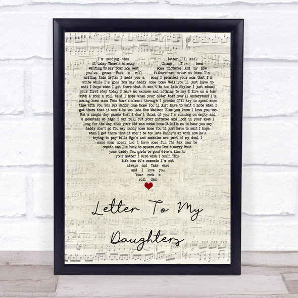 Uncle Kracker Letter To My Daughters Script Heart Music Gift Poster Print