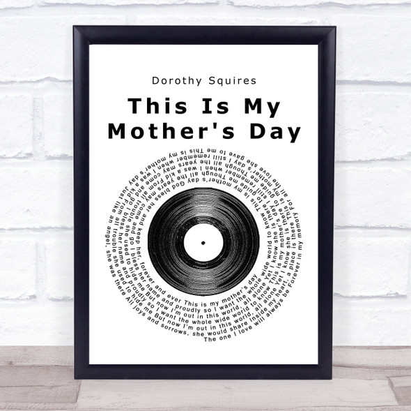 Dorothy Squires This Is My Mother's Day Vinyl Record Music Gift Poster Print