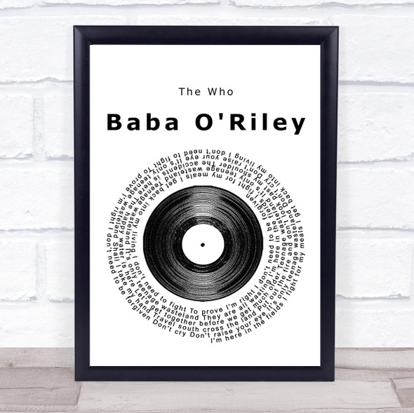 The Who Baba O'Riley Vinyl Record Music Gift Poster Print