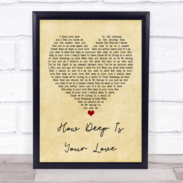 Bee Gees How Deep Is Your Love Vintage Heart Music Gift Poster Print