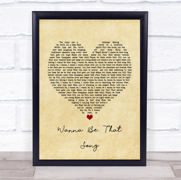 Brett Eldredge Wanna Be That Song Vintage Heart Music Gift Poster Print