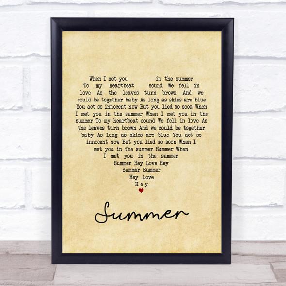 Calvin Harris Summer Vintage Heart Music Gift Poster Print