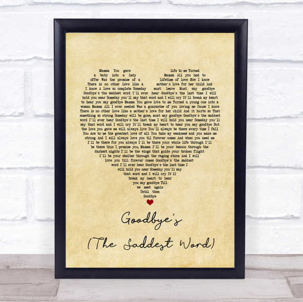 Celine Dion Goodbye's (The Saddest Word) Vintage Heart Music Gift Poster Print