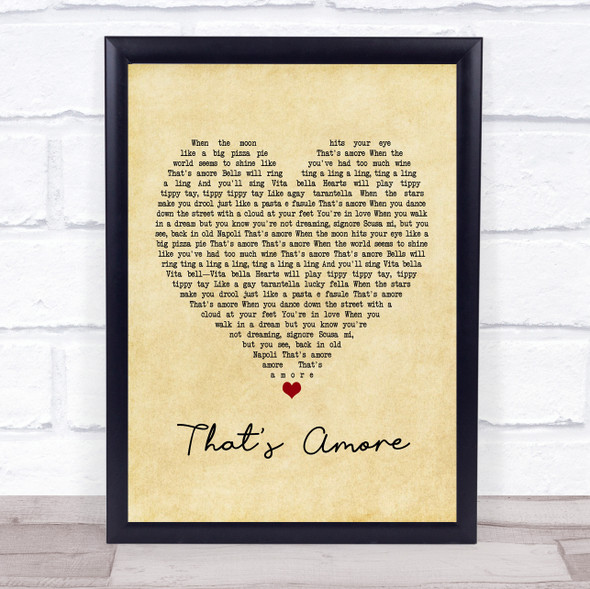 Dean Martin That's Amore Vintage Heart Music Gift Poster Print