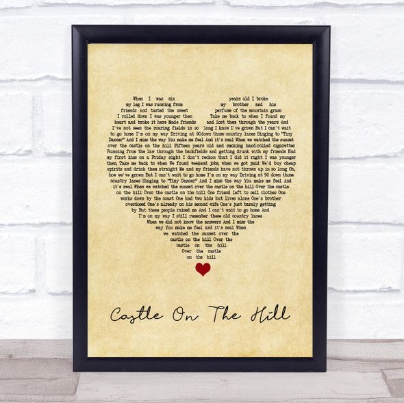 Ed Sheeran Castle On The Hill Vintage Heart Music Gift Poster Print