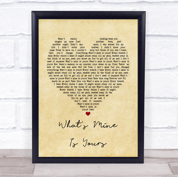 Kane Brown What's Mine Is Yours Vintage Heart Music Gift Poster Print