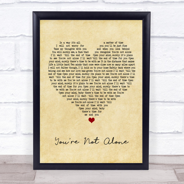 Olive You're Not Alone Vintage Heart Music Gift Poster Print