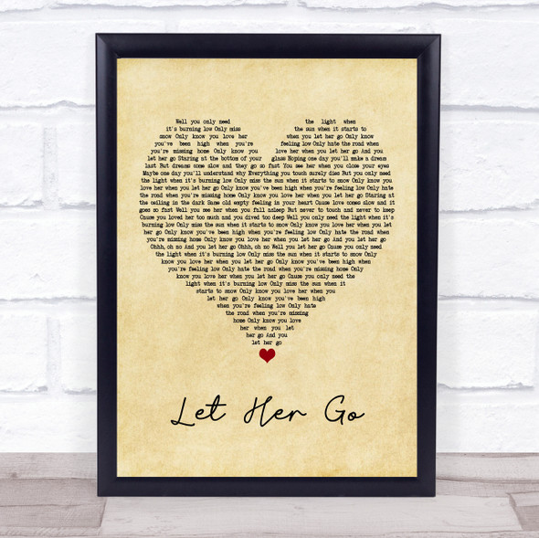 Passenger Let Her Go Vintage Heart Music Gift Poster Print