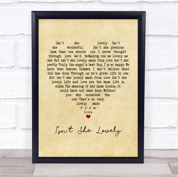 Stevie Wonder Isn't She Lovely Vintage Heart Music Gift Poster Print