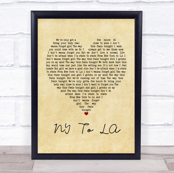 The Hunna NY To LA Vintage Heart Music Gift Poster Print