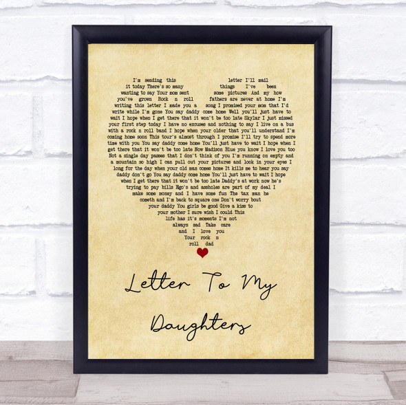 Uncle Kracker Letter To My Daughters Vintage Heart Music Gift Poster Print