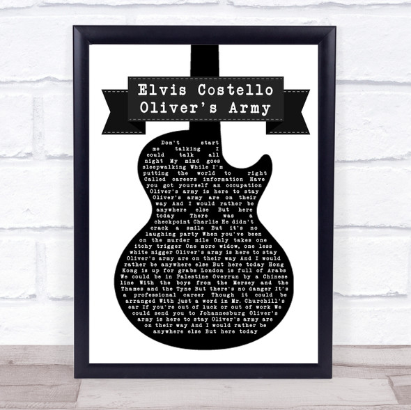 Elvis Costello Oliver's Army Black & White Guitar Music Gift Poster Print