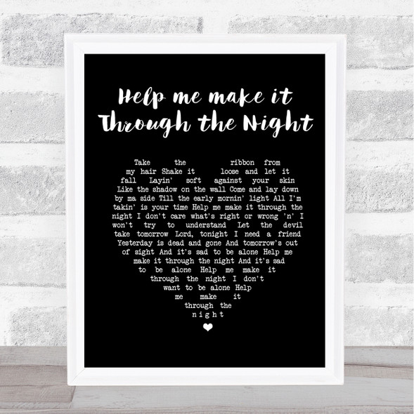 Gladys Knight Help Me Make It Through The Night Black Heart Song Lyric Music Gift Poster Print