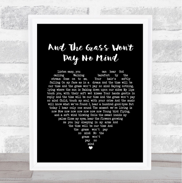 Elvis And The Grass Won't Pay No Mind Black Heart Song Lyric Music Gift Poster Print