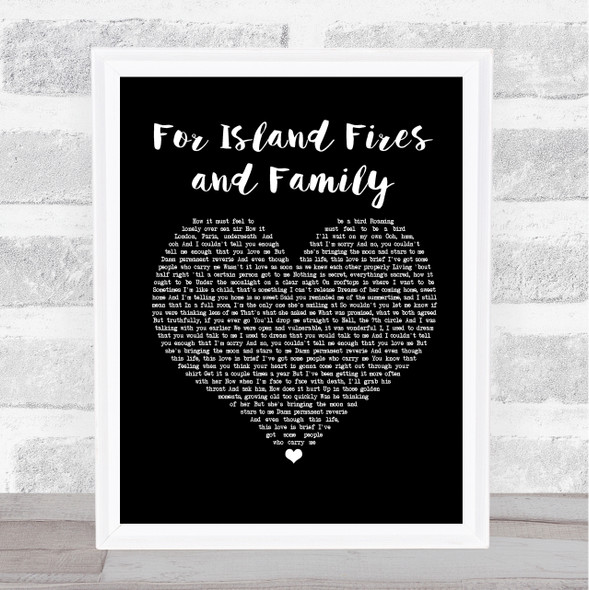 Dermot Kennedy For Island Fires and Family Black Heart Song Lyric Music Gift Poster Print