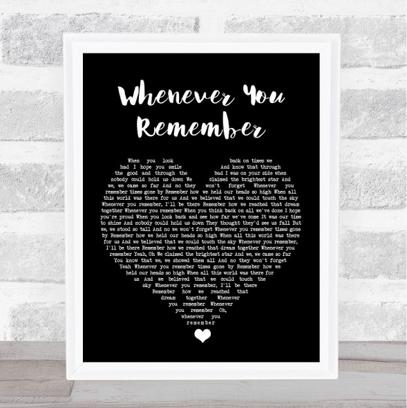 Carrie Underwood Whenever You Remember Black Heart Song Lyric Music Gift Poster Print