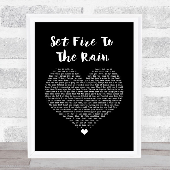 Adele Set Fire To The Rain Black Heart Song Lyric Music Gift Poster Print
