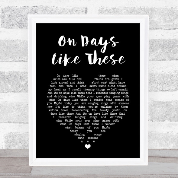 Matt Monro On Days Like These Black Heart Song Lyric Music Gift Poster Print