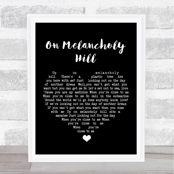 Gorillaz On Melancholy Hill Black Heart Song Lyric Music Gift Poster Print