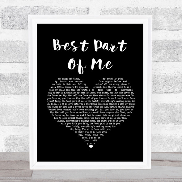 Ed Sheeran Best Part Of Me Black Heart Song Lyric Music Gift Poster Print