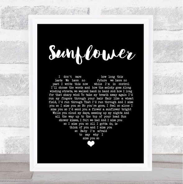 Paul Weller Sunflower Black Heart Song Lyric Music Gift Poster Print