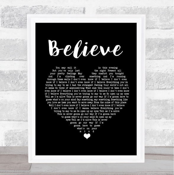 Mumford & Sons Believe Black Heart Song Lyric Music Gift Poster Print