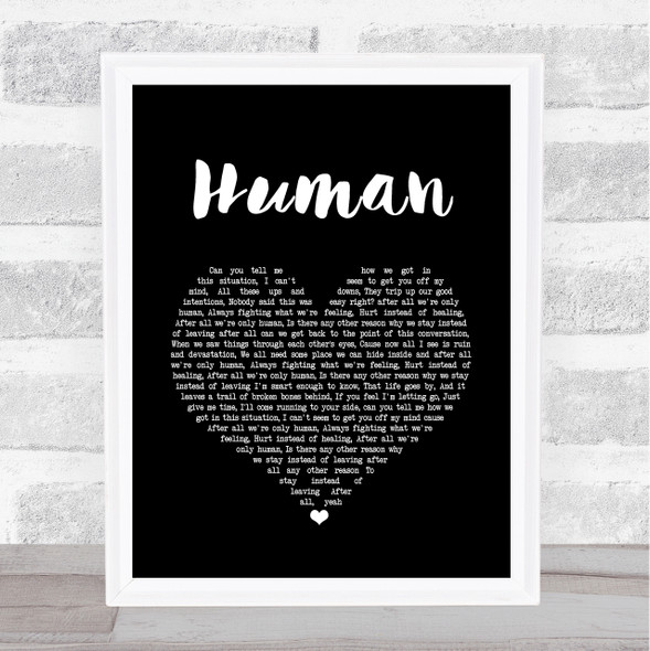 Jon McLaughlin Human Black Heart Song Lyric Music Gift Poster Print