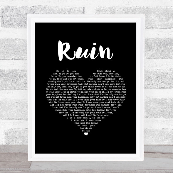Shawn Mendes Ruin Black Heart Song Lyric Music Gift Poster Print