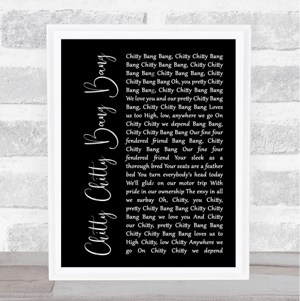 Dick Van Dyke Chitty Chitty Bang Bang Black Script Song Lyric Music Gift Poster Print