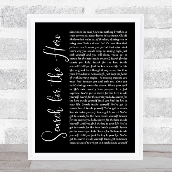 M People Search for the Hero Black Script Song Lyric Music Gift Poster Print